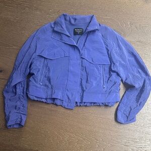Athleta Iridescent Cropped Jacket purple Shimmer Utility Zip XS
